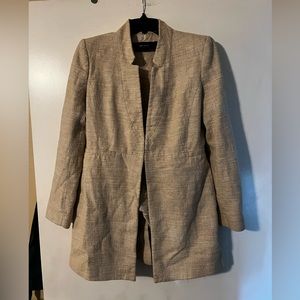 Zara Tan Blazer Jacket Medium Tweed